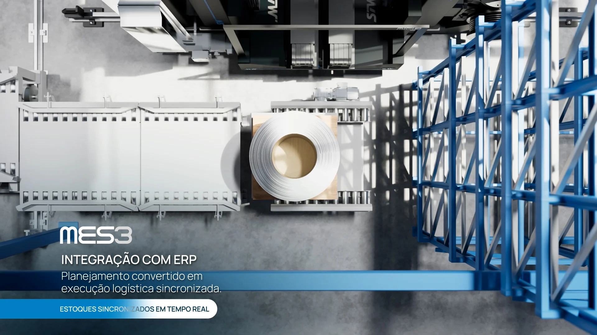 Vista superior da bobina com informações sobre integração com ERP